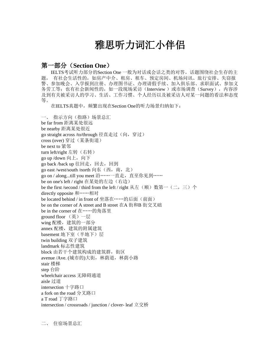 2024雅思听力词汇小伴侣)-IELTS考试听力部分的_第1页