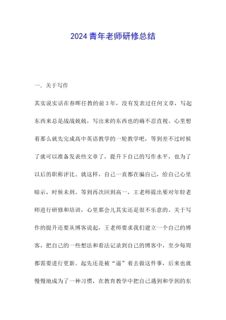 2024青年教师研修总结