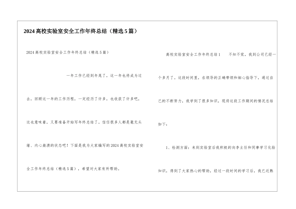 2024高校实验室安全工作年终总结_第1页