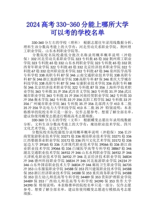 2024高考330-360分能上哪所大学-可以考的学校名单