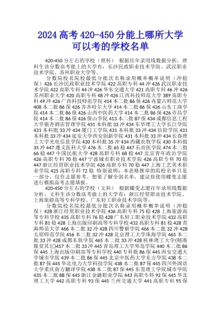 2024高考420-450分能上哪所大学-可以考的学校名单