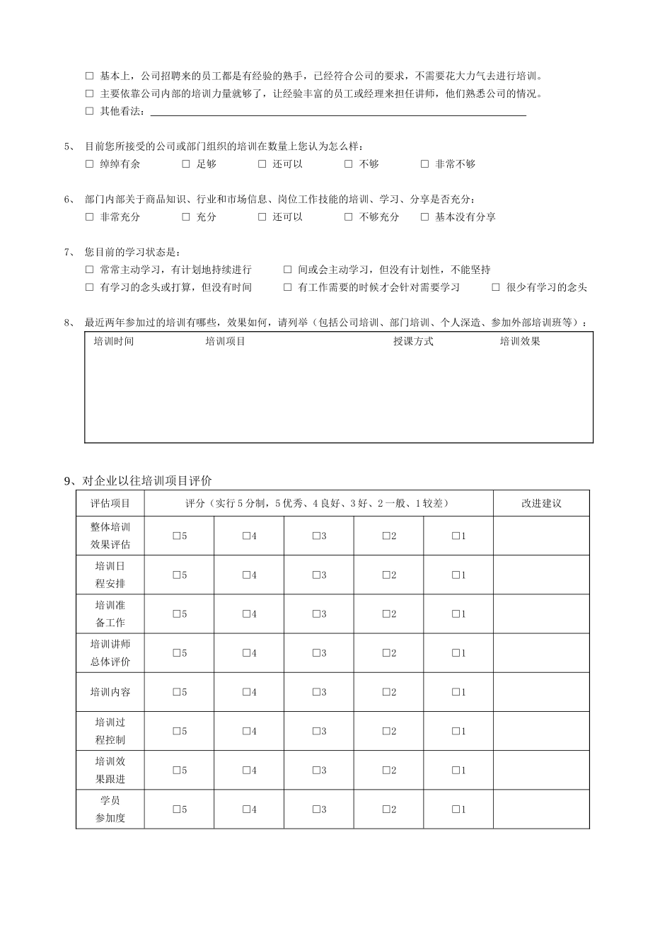 20XX年度培训需求调查问卷_第2页