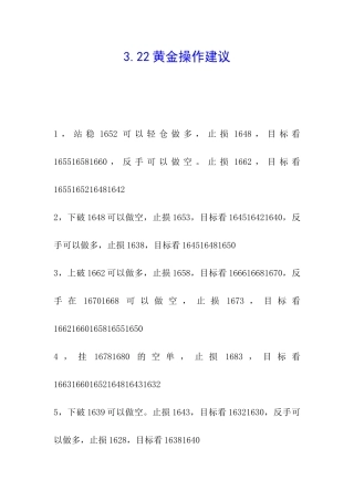 3.22黄金操作建议