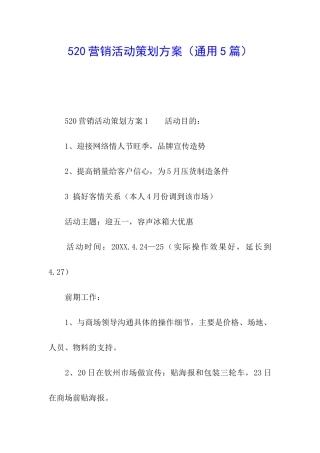 520营销活动策划方案