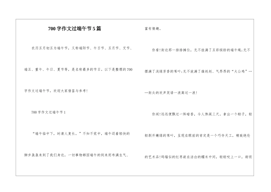 700字作文过端午节5篇_第1页