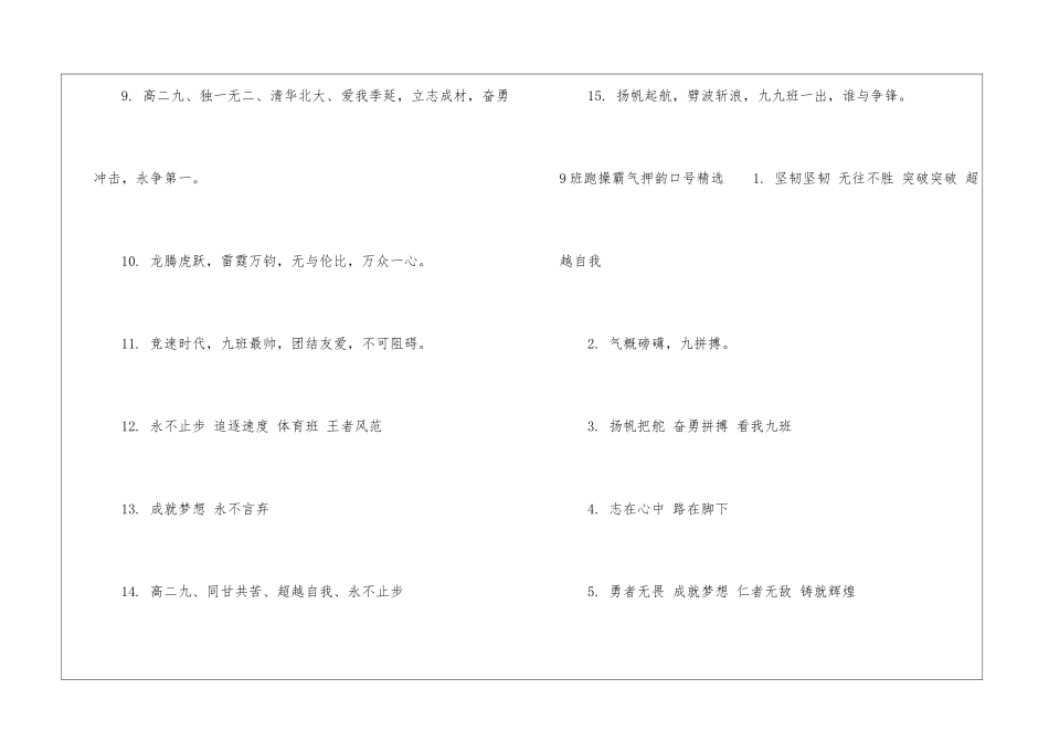 9班跑操霸气押韵口号-运动会口号_第2页