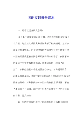 ERP实训报告范本