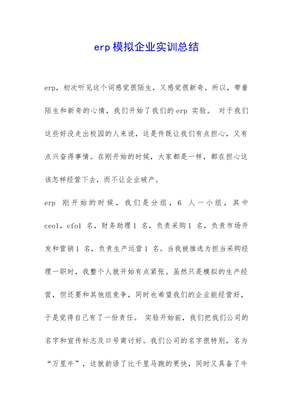 erp模拟企业实训总结-_第1页