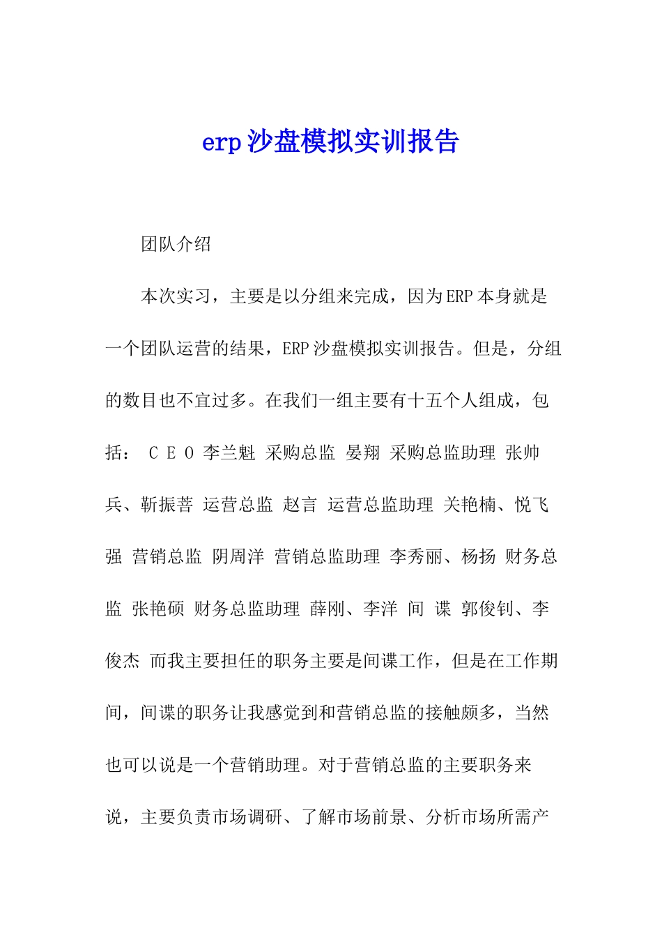 erp沙盘模拟实训报告_第1页