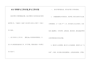 ICU专科护士工作计划-护士工作计划
