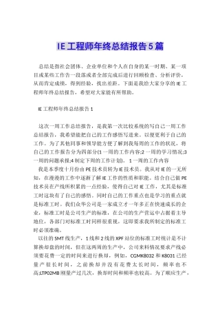 IE工程师年终总结报告5篇