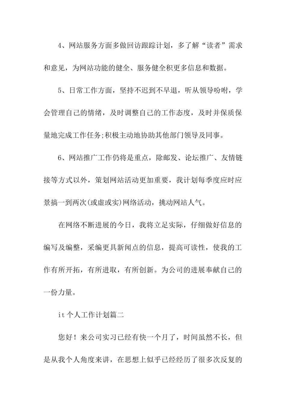 it个人工作计划书_第2页
