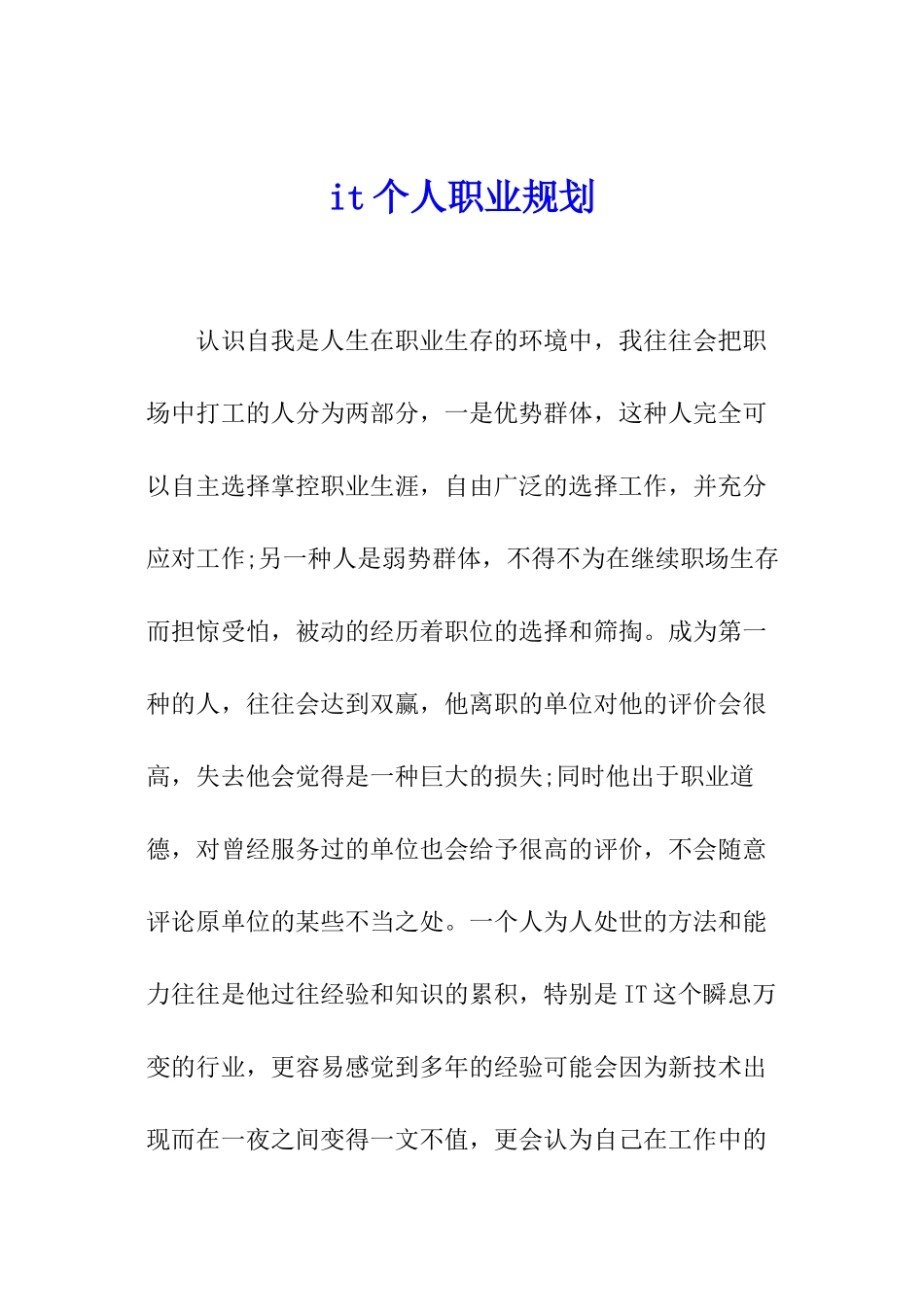 it个人职业规划_第1页