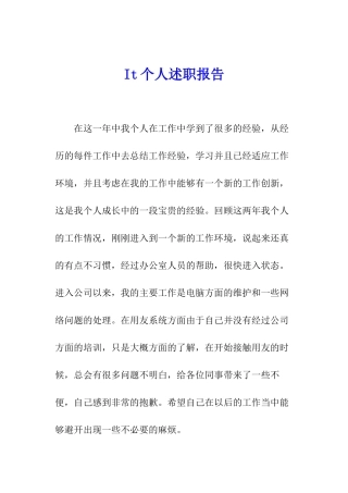 It个人述职报告