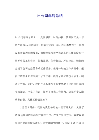 it公司年终总结