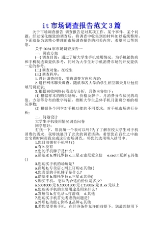 it市场调查报告范文3篇