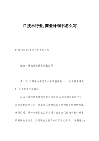 IT技术行业-商业计划书怎么写