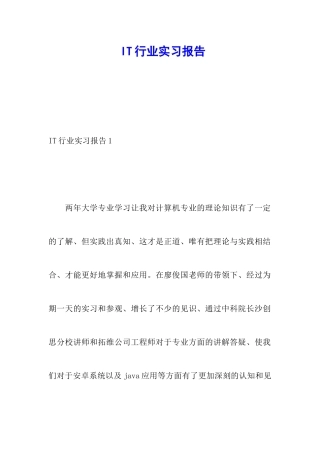 IT行业实习报告