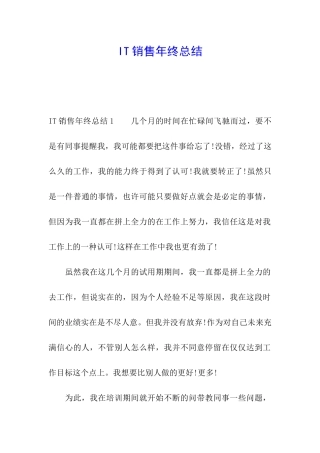 IT销售年终总结
