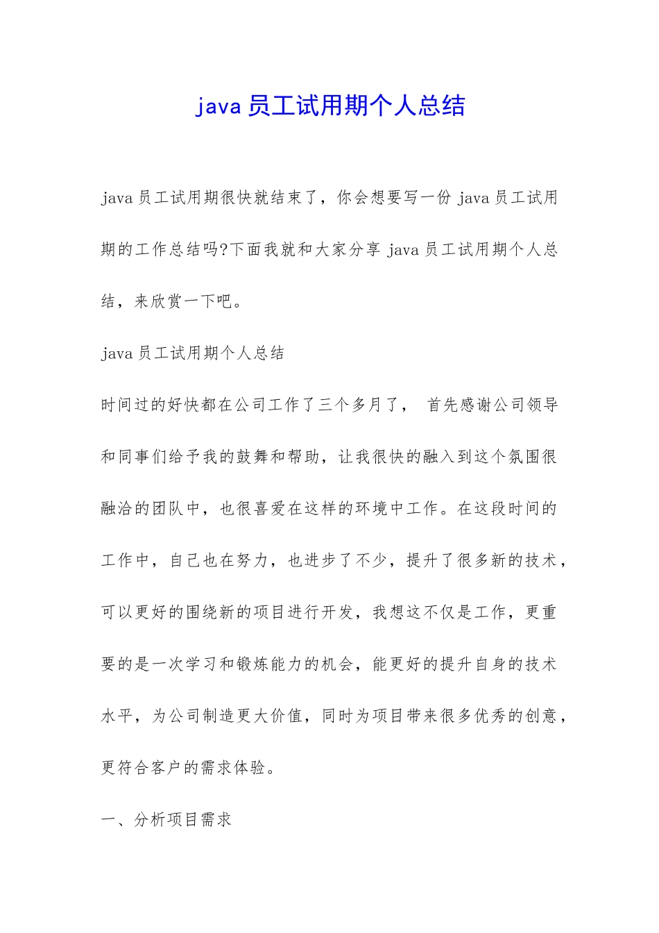 java员工试用期个人总结-_第1页