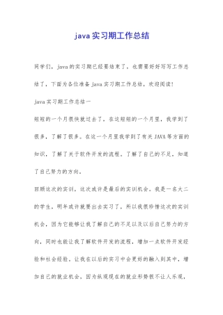 java实习期工作总结-