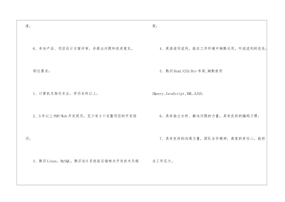 PHP高级开发工程师岗位职责_第2页