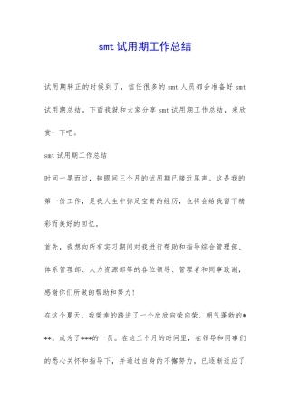 smt试用期工作总结-