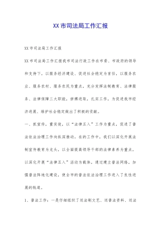 XX市司法局工作汇报-