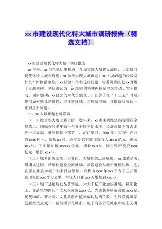xx市建设现代化特大城市调研报告