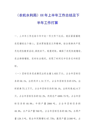 XX年上半年工作总结及下半年工作打算-