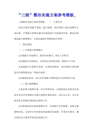 “三烧”整治实施方案参考模板