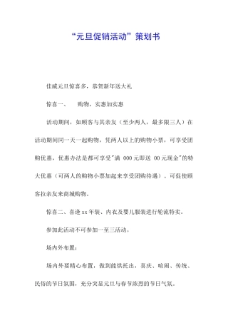 “元旦促销活动”策划书