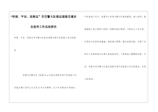“和谐、平安、迎春运”市交警大队春运道路交通安全宣传工作总结报告