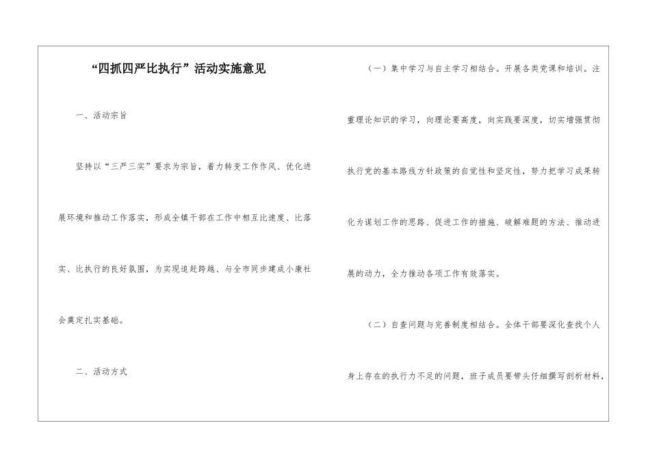 “四抓四严比执行”活动实施意见_第1页