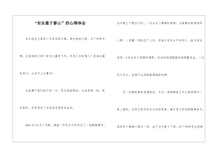 “安全重于泰山”的心得体会