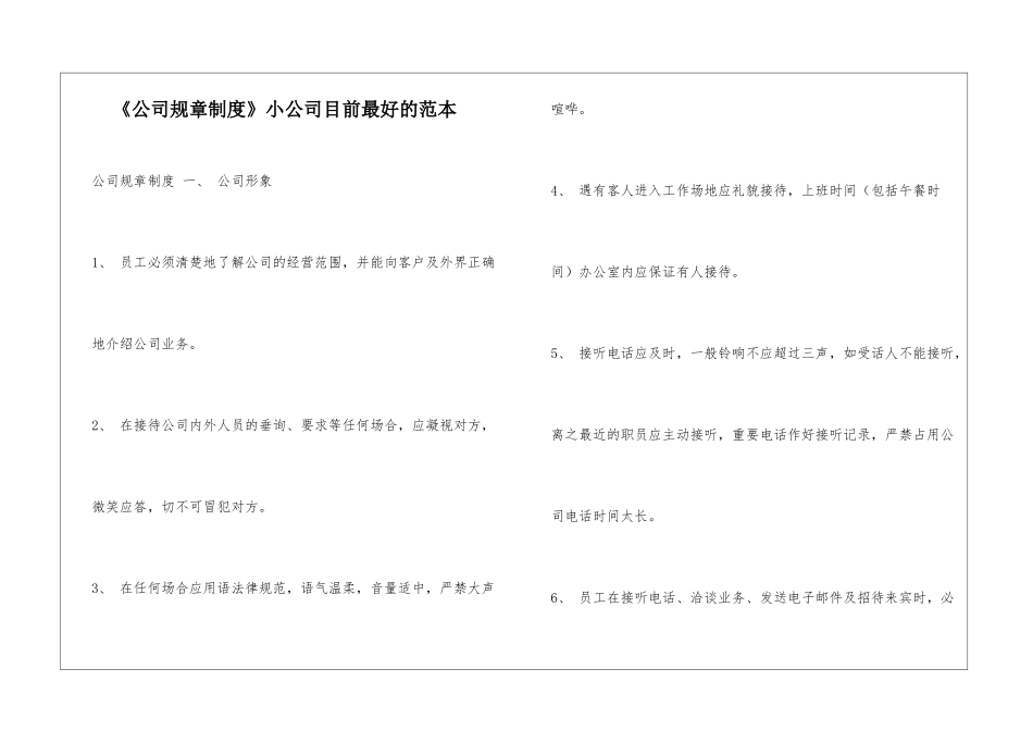 《公司规章制度》小公司目前最好的范本_第1页