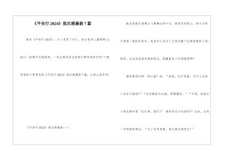 《平安行2024》观后感最新7篇