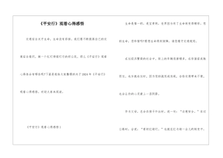 《平安行》观看心得感悟