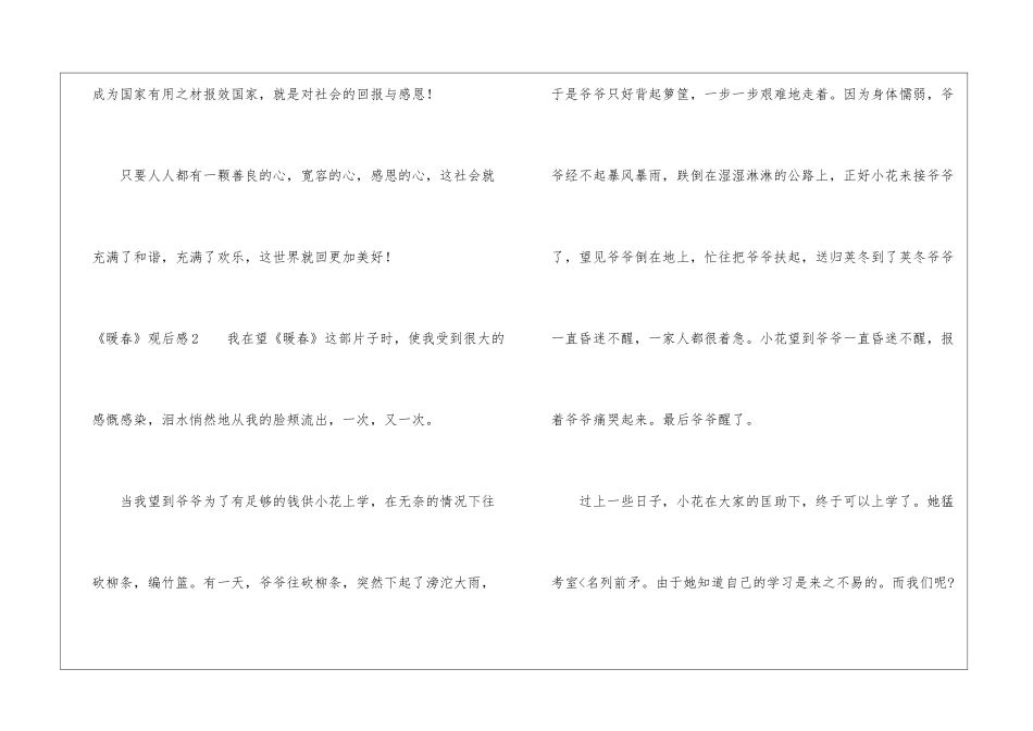 《暖春》观后感精选15篇_第3页
