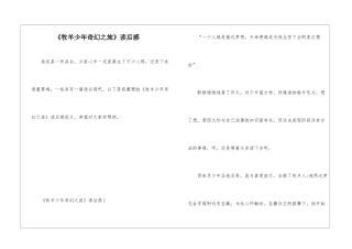 《牧羊少年奇幻之旅》读后感