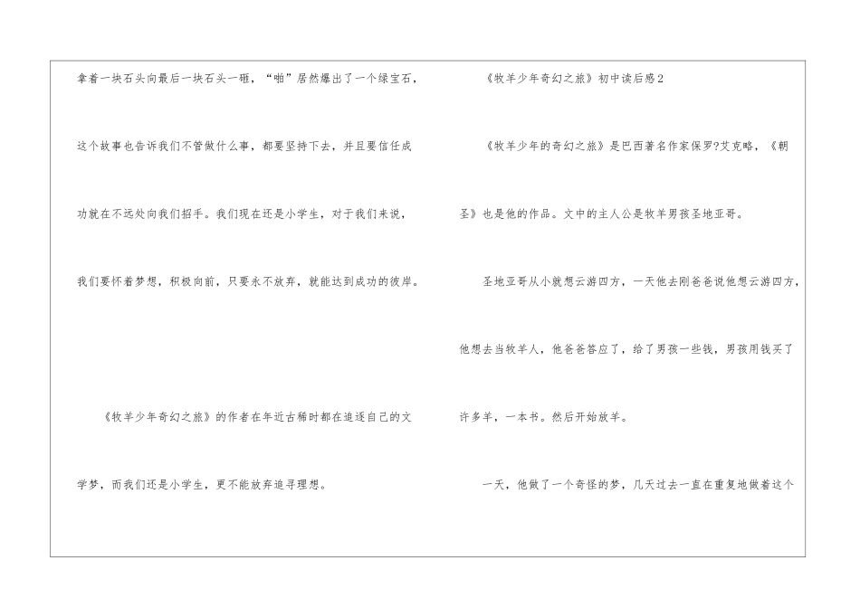 《牧羊少年奇幻之旅》初中读后感_第3页
