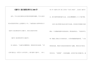 《童年》读后感优秀作文800字