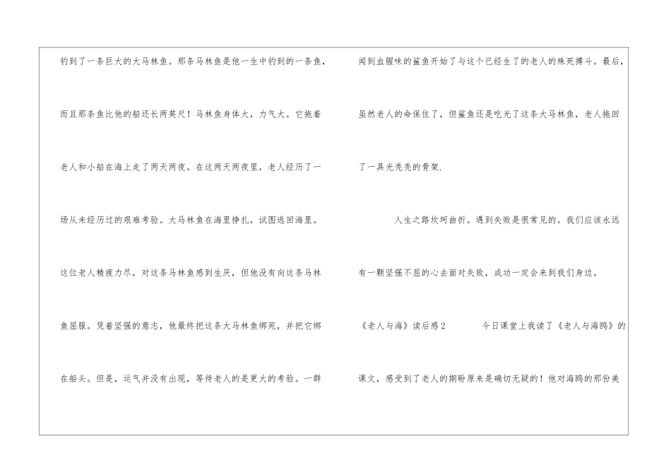 《老人与海》读后感合集15篇_第2页