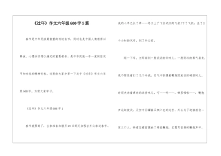《过年》作文六年级600字5篇