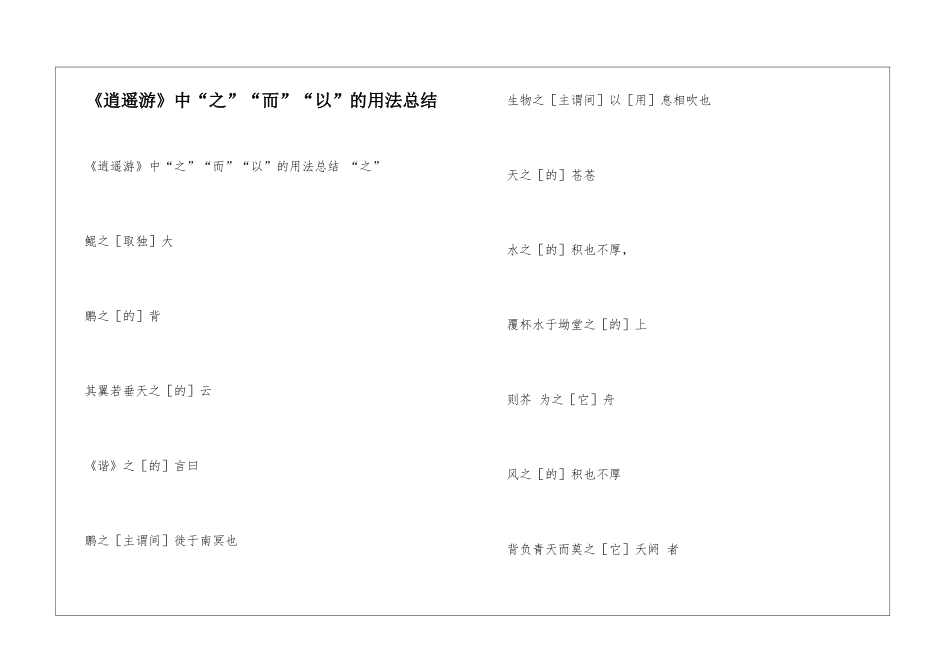 《逍遥游》中“之”“而”“以”的用法总结_第1页