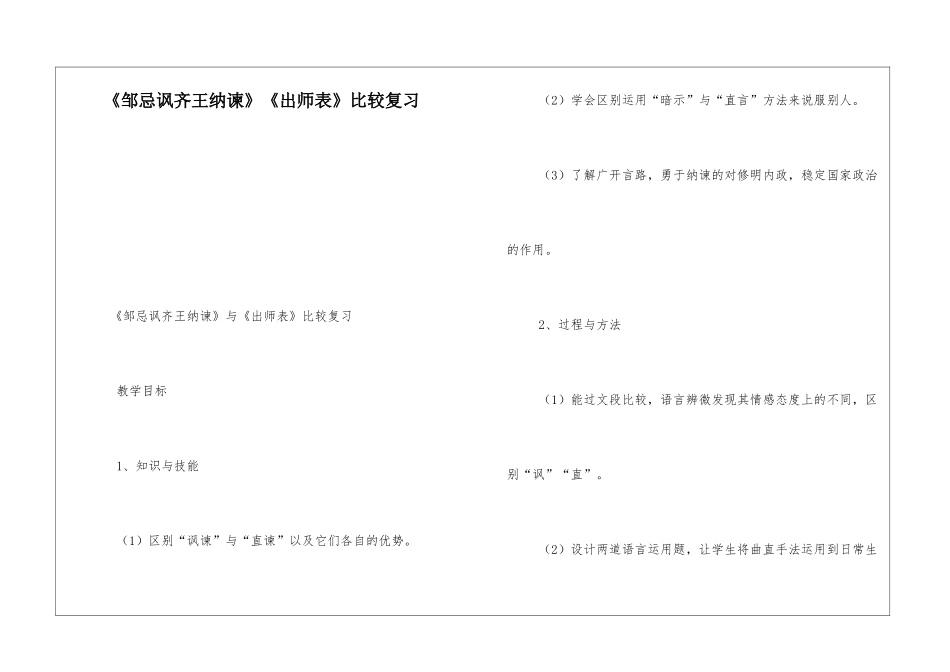 《邹忌讽齐王纳谏》《出师表》比较复习-_第1页