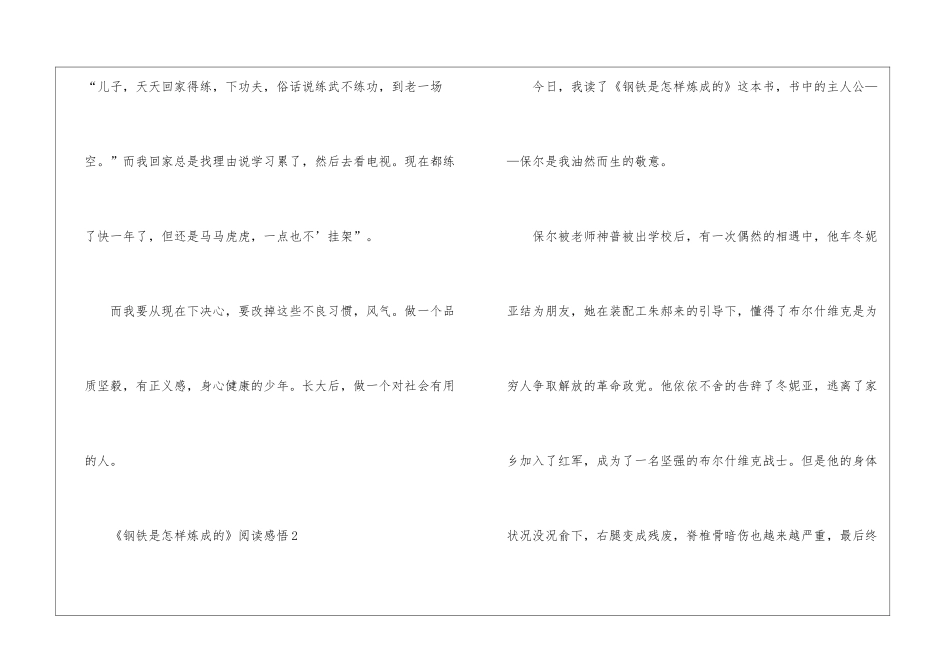 《钢铁是怎样炼成的》阅读感悟_第3页