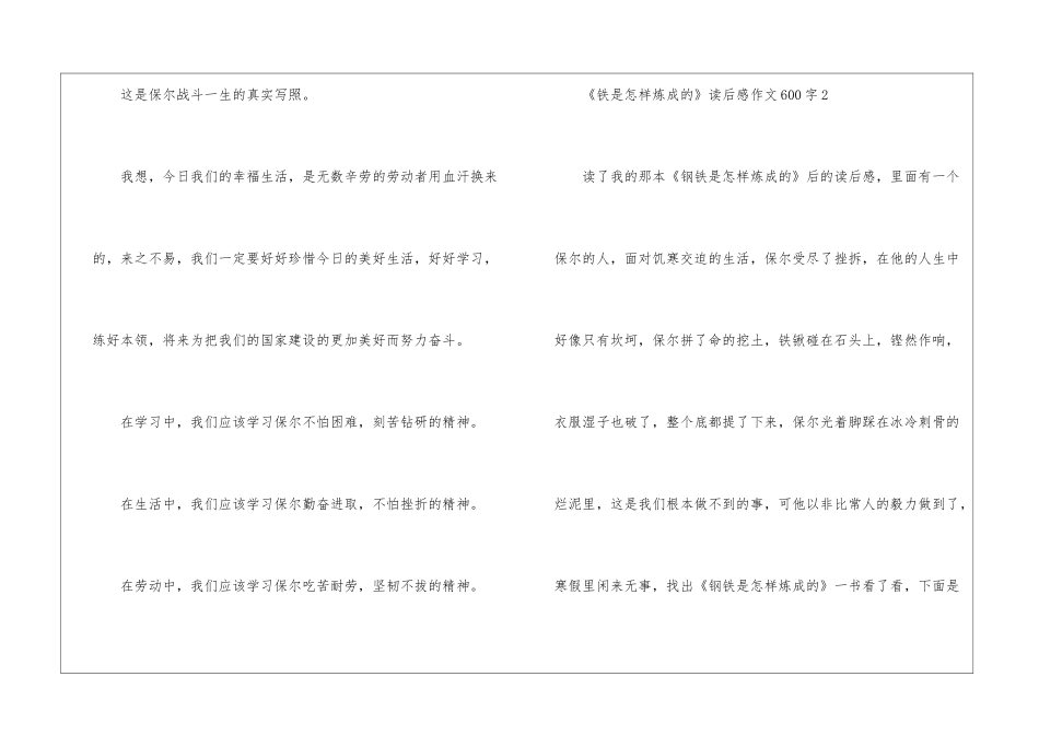 《铁是怎样炼成的》读后感作文600字_第3页