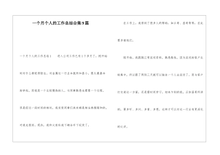 一个月个人的工作总结合集9篇