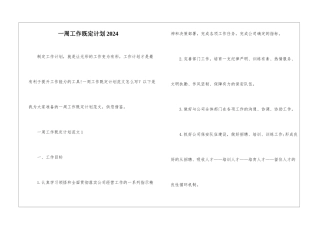一周工作既定计划2024